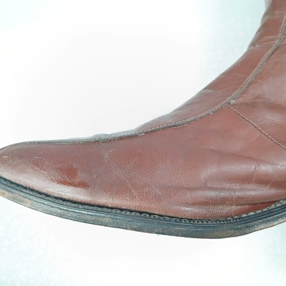 Florsheim Brown Leather Zip-Up Ankle Dress Boots Mens 11 Vintage Good Cond - Picture 12 of 16